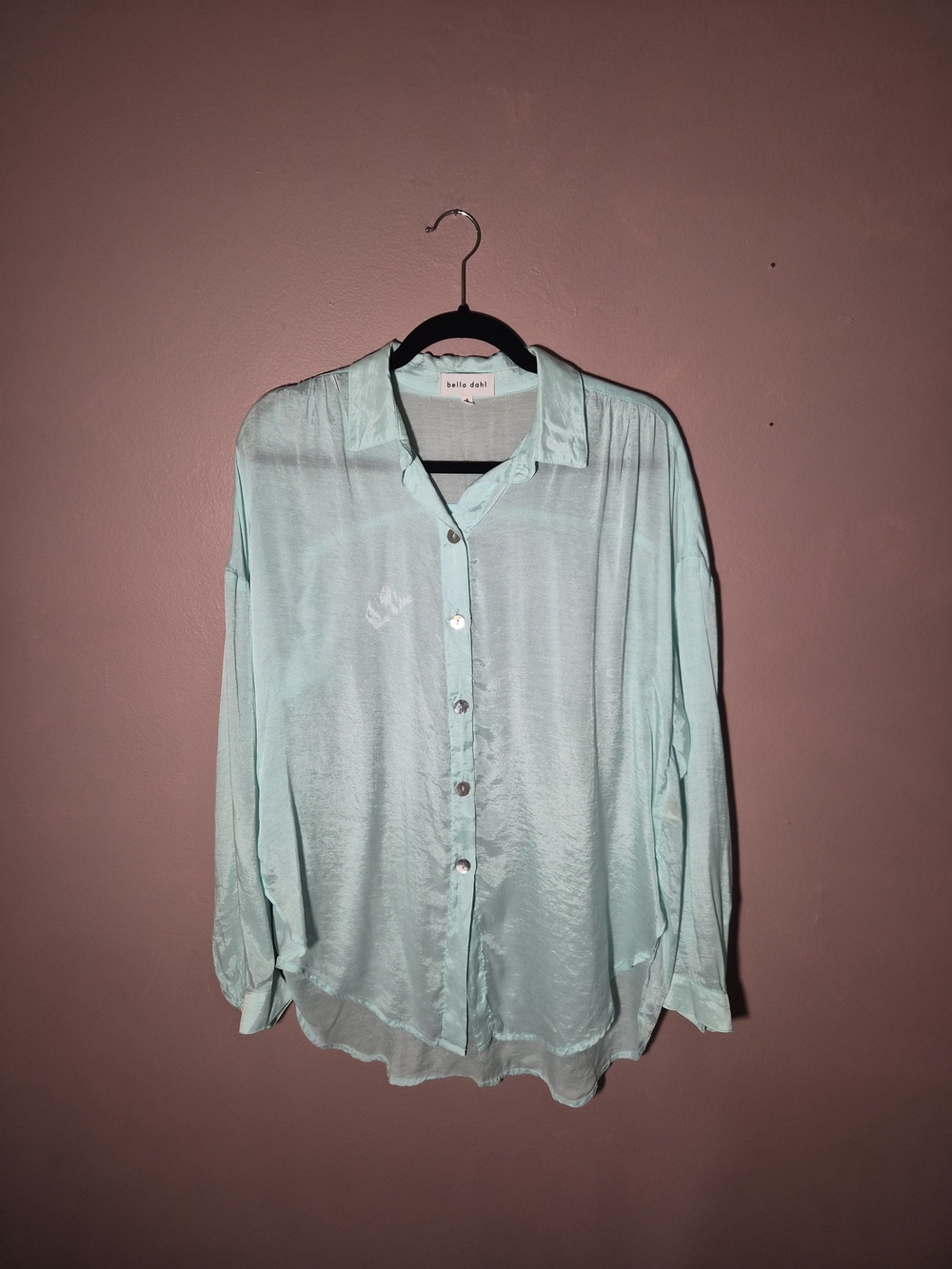 Womens Bella Dahl Shirt Button Up Long Sleeve Size Small S Light Blue Lyocell ✨️